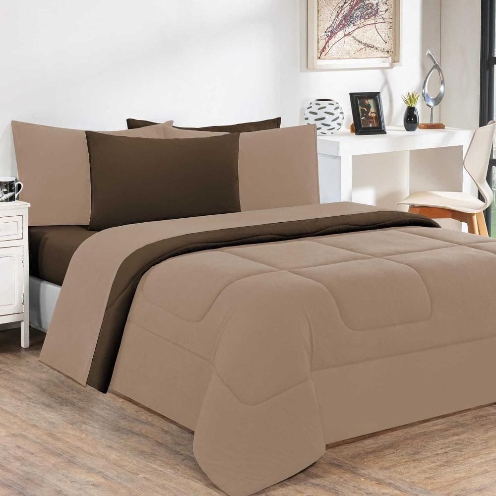 Edredom Malha 100% Algodão Gran Moratta 1 Peça Casal - Avelã-marrom