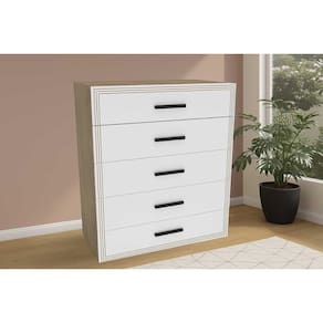 Cômoda Casal Valência c/ 5 Gavetas Freijo/Branco - Politorno