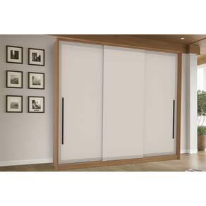 Guarda Roupa 3 Portas de Correr e 4 Gavetas Valência Freijo/Creme - Politorno