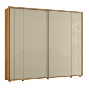 Guarda-roupa Casal Dalí Ripado Com Escada 2 Portas 8 Gavetas - 7 Decor Cumaru E Opala
