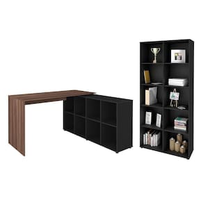 Conjunto Escrivaninha E Estante Ratisbona Ipê Preto