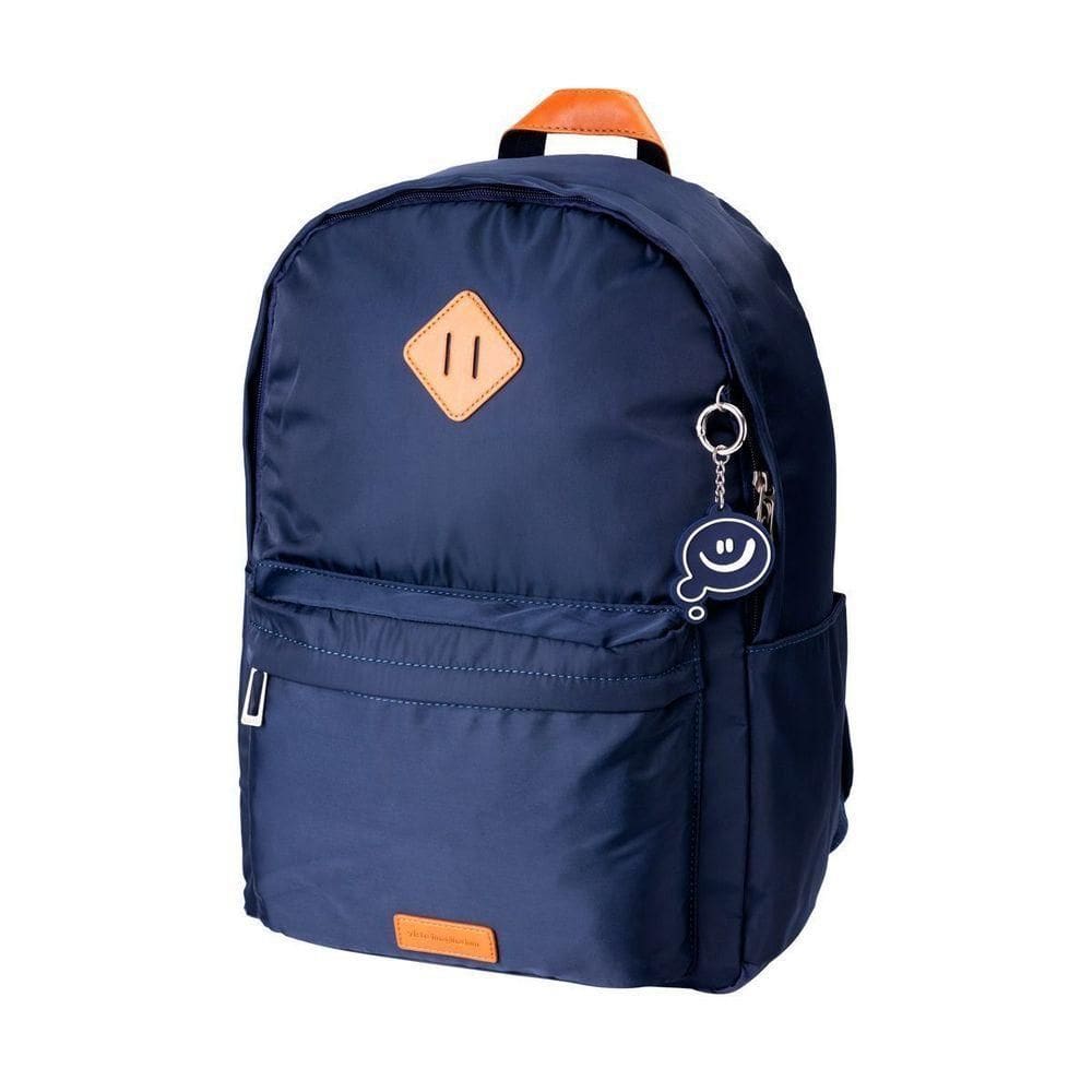 Mochila Laptop Basica Marinho E Caramelo