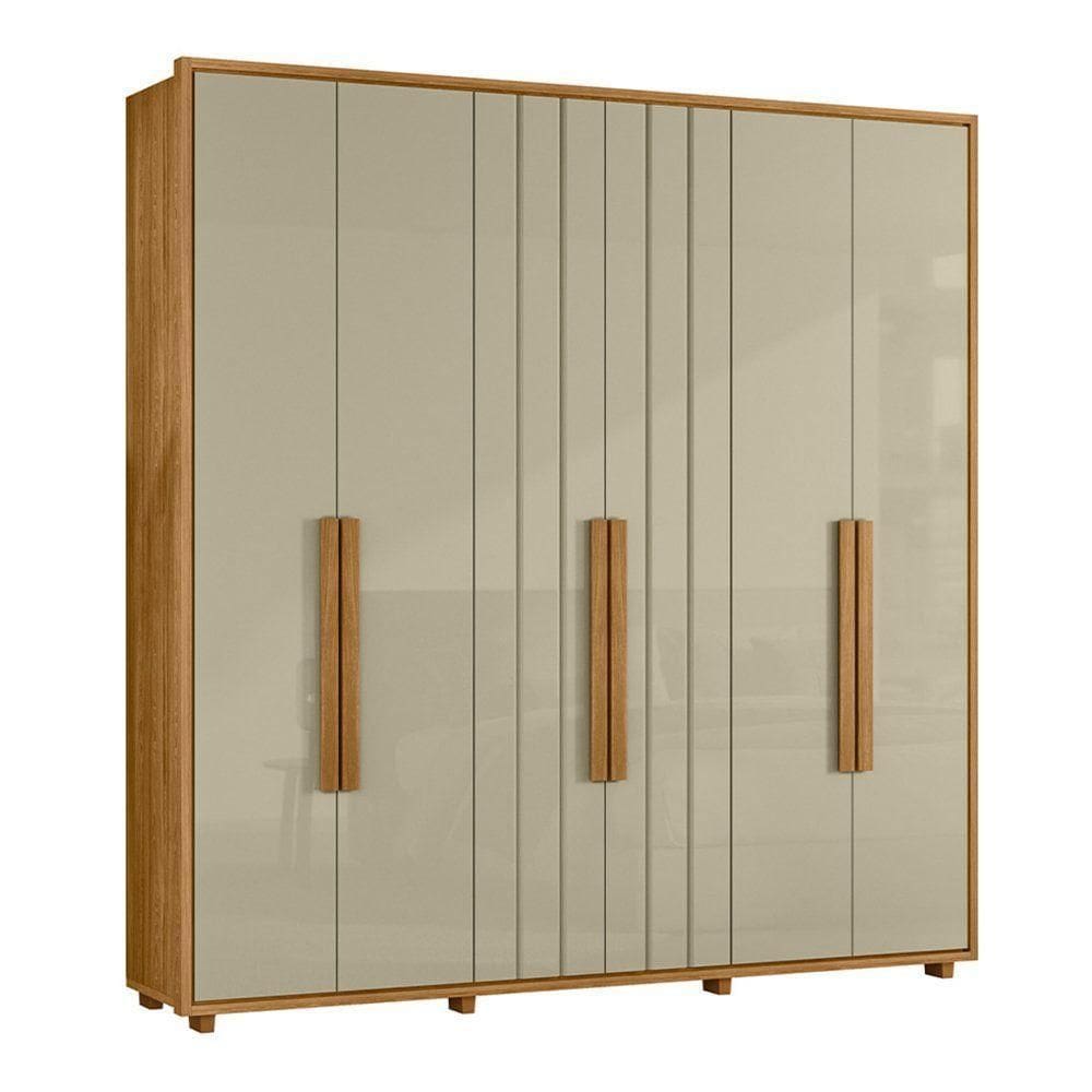 Guarda-roupa Casal Portinari Ripado 6 Portas 4 Gavetas - 7 Decor Cumaru E Opala