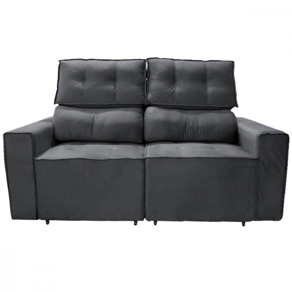 Sofá Para Sala Reclinavel Estofado Price 180cm Suede Grafite Grafite