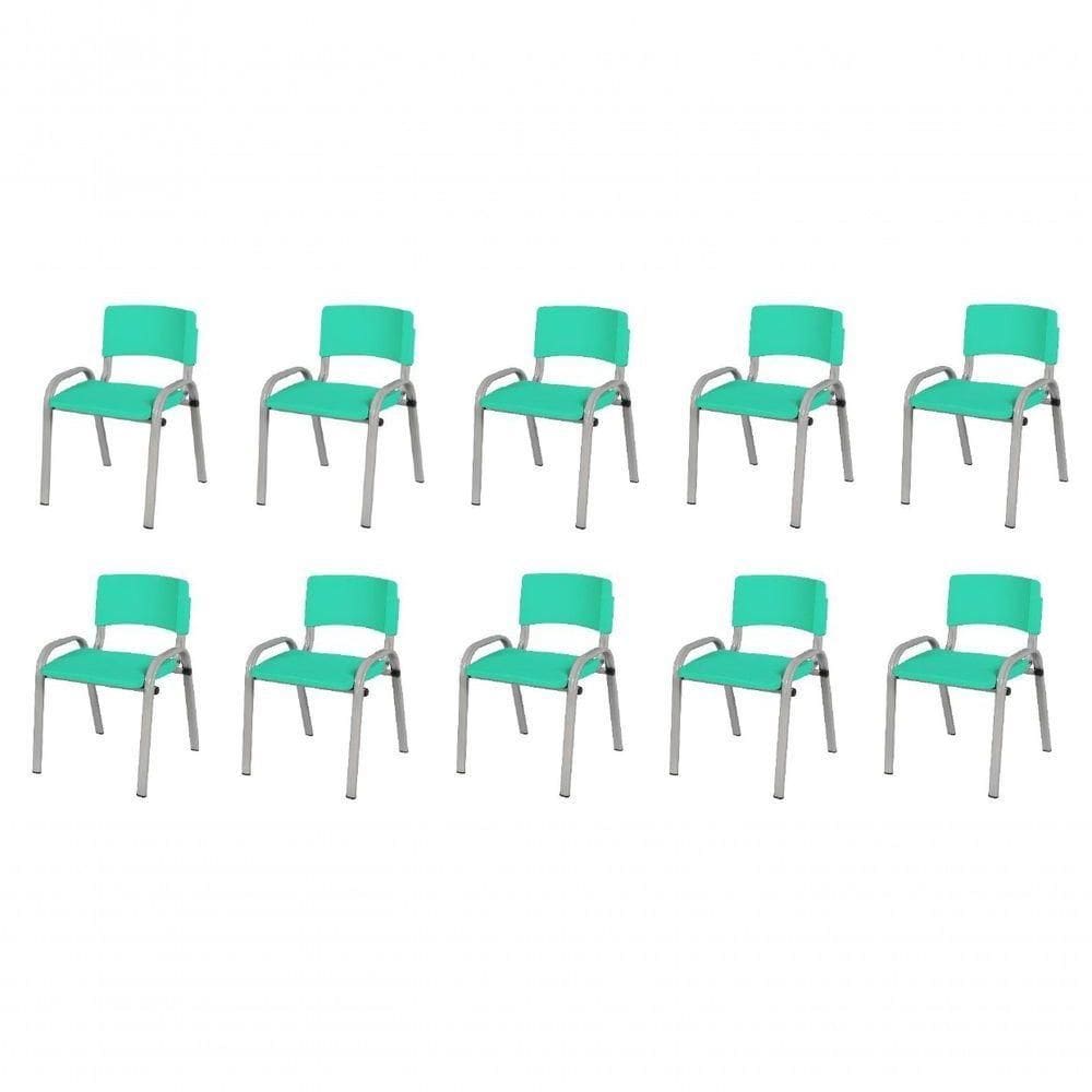 Kit 10 Cadeiras Infantil Iso, , Base Cinza-verde água