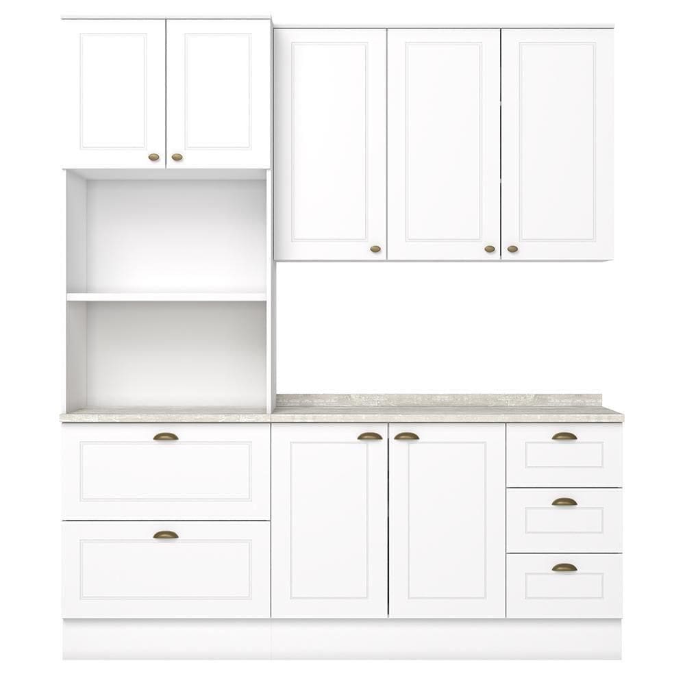 Cozinha Modulada Americana 3 Peças Com Torre Quente 2 Fornos Branco/calcare - Móveis Henn Branco/calcare