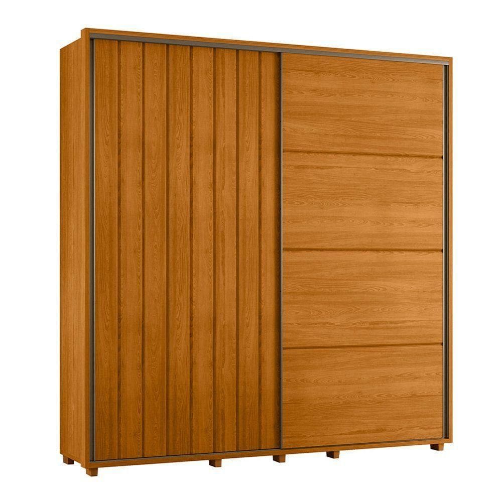 Guarda-roupa Casal Monet Ripado 2 Portas De Correr 4 Gavetas - 7 Decor Cinamomo