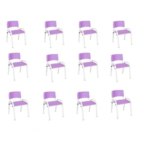 Kit 12 Cadeiras Infantil Iso, , Base Branca Lilas