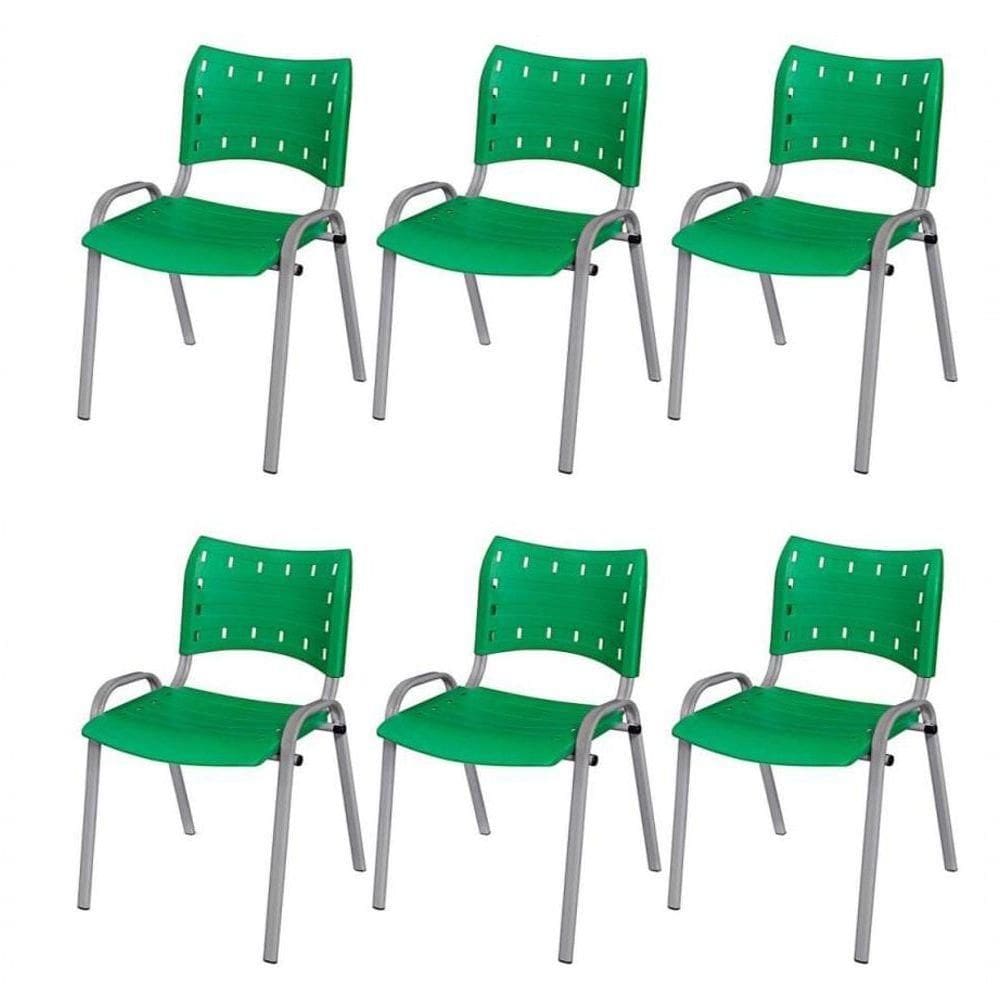 Cadeira Iso Base Cinza, , , Escritório - Verde Kit 6 Peças