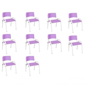 Kit 10 Cadeiras Infantil Iso, , Base Branco Lilas