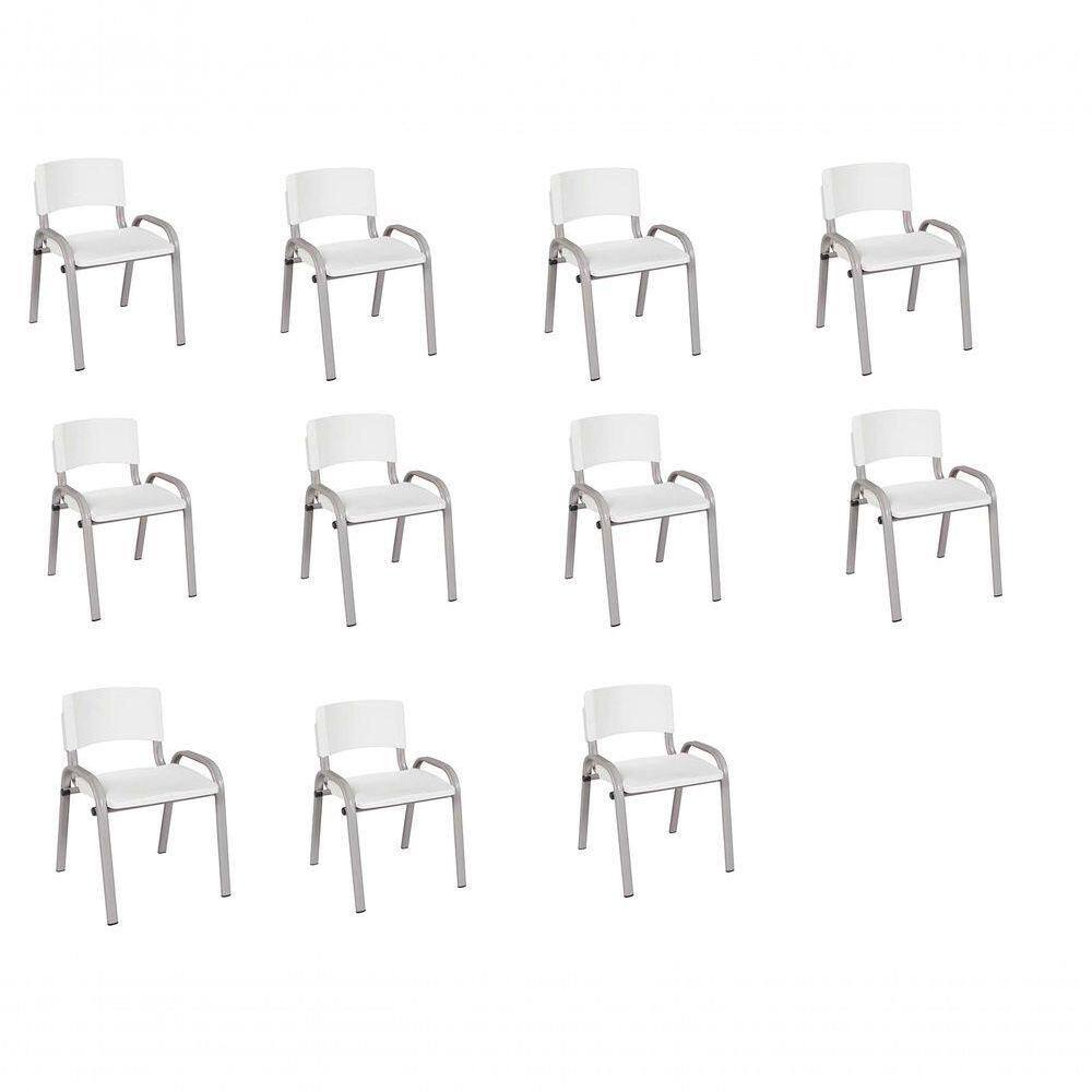 Kit 11 Cadeiras Infantil Iso Base Cinza branco