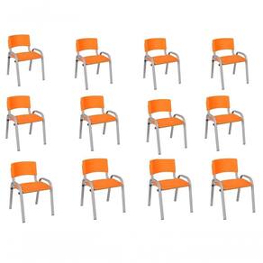 Kit 12 Cadeiras Infantil Iso, , Base Cinza Laranja