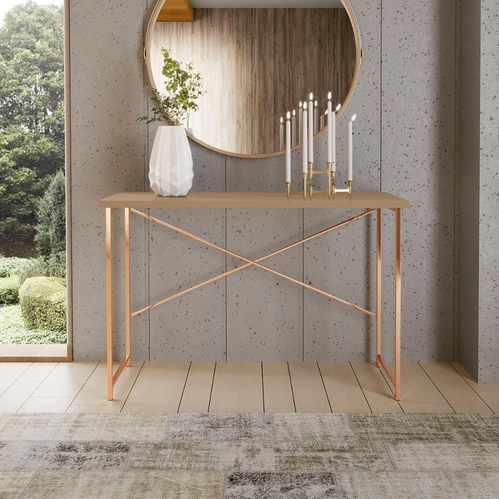 Aparador Steel 90 Cm Estilo Industrial Com Pés Em Aço Cobre/Fendi
