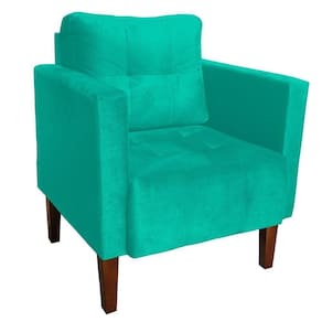 Poltrona Decorativa Lívia Suede Pés Chanfrado D`rossi Cor Verde Turquesa