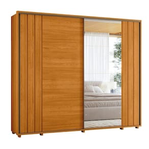 Guarda-roupa Casal Dalí Ripado Com Escada 2 Portas 8 Gavetas 1 Porta C/ Espelho - 7 Decor Cinamomo