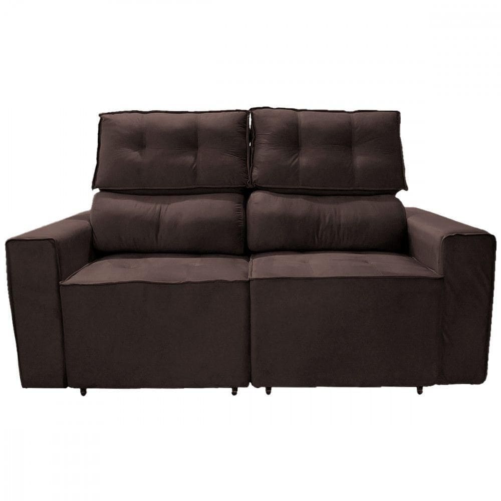 Sofá Para Sala Reclinavel Estofado Price 180cm Veludo Chocolate