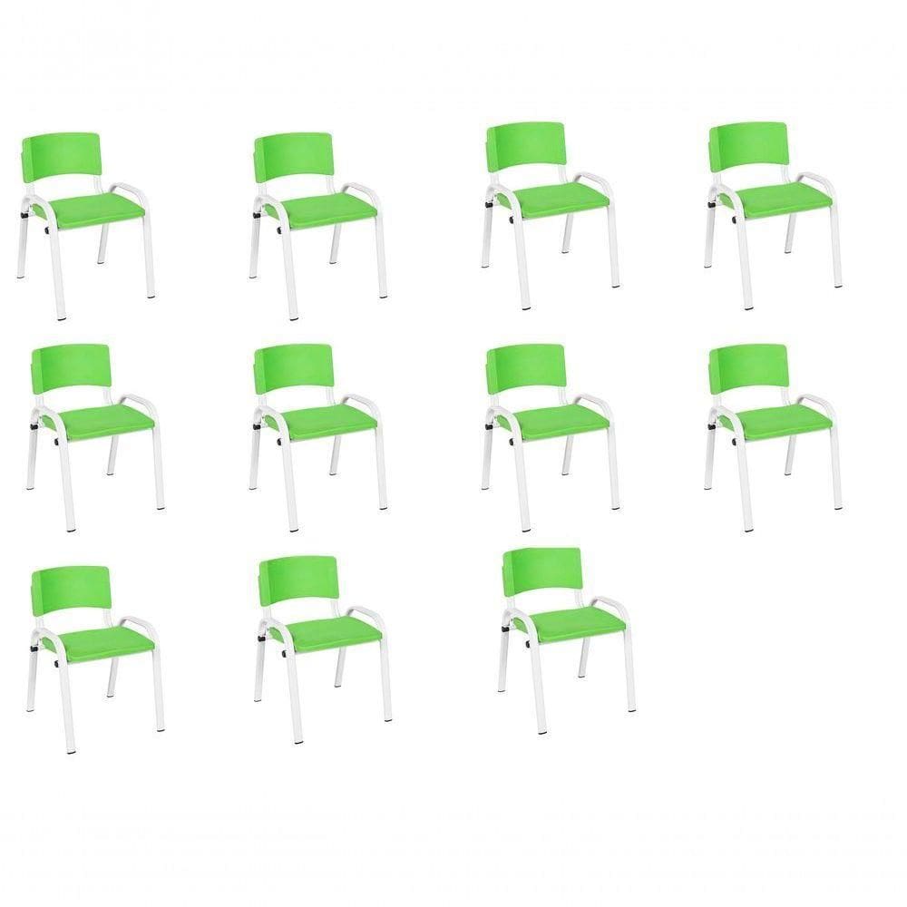 Kit 11 Cadeiras Infantil Iso Base Branco Verde Claro
