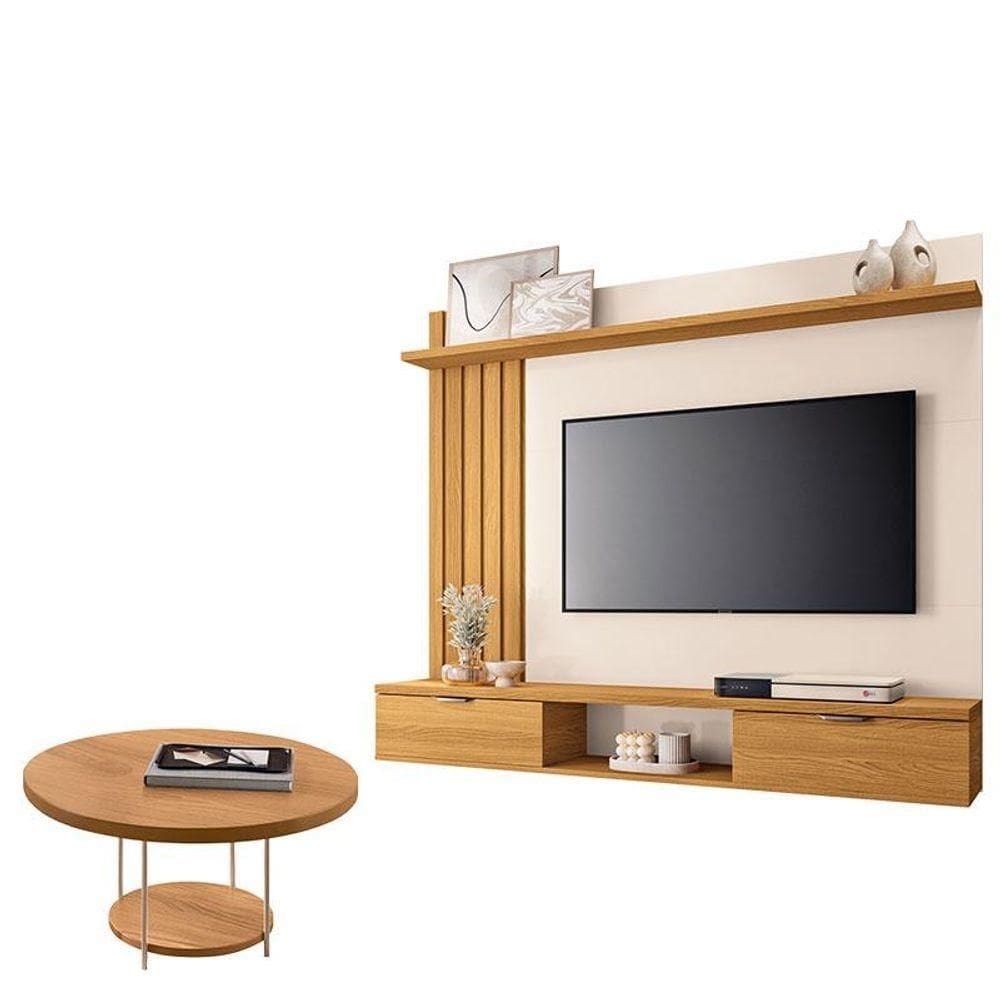 Painel Para Suspenso Lets E Mesa De Centro Sky Cinamomo Off White - Hb Móveis