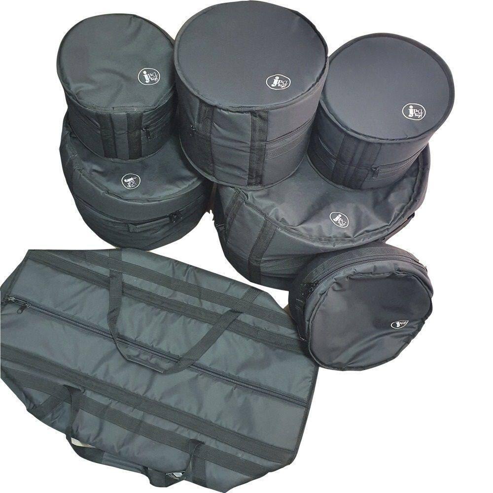Kit Capa Bag Bateria 7 Peças Nylon Acolchoada Bumbo 20``