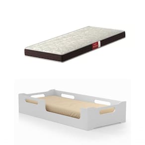 Cama Cecília Solteiro Montessoriana 100% Mdf + Colchão Solteiro 188x88 Prodormir - Branca