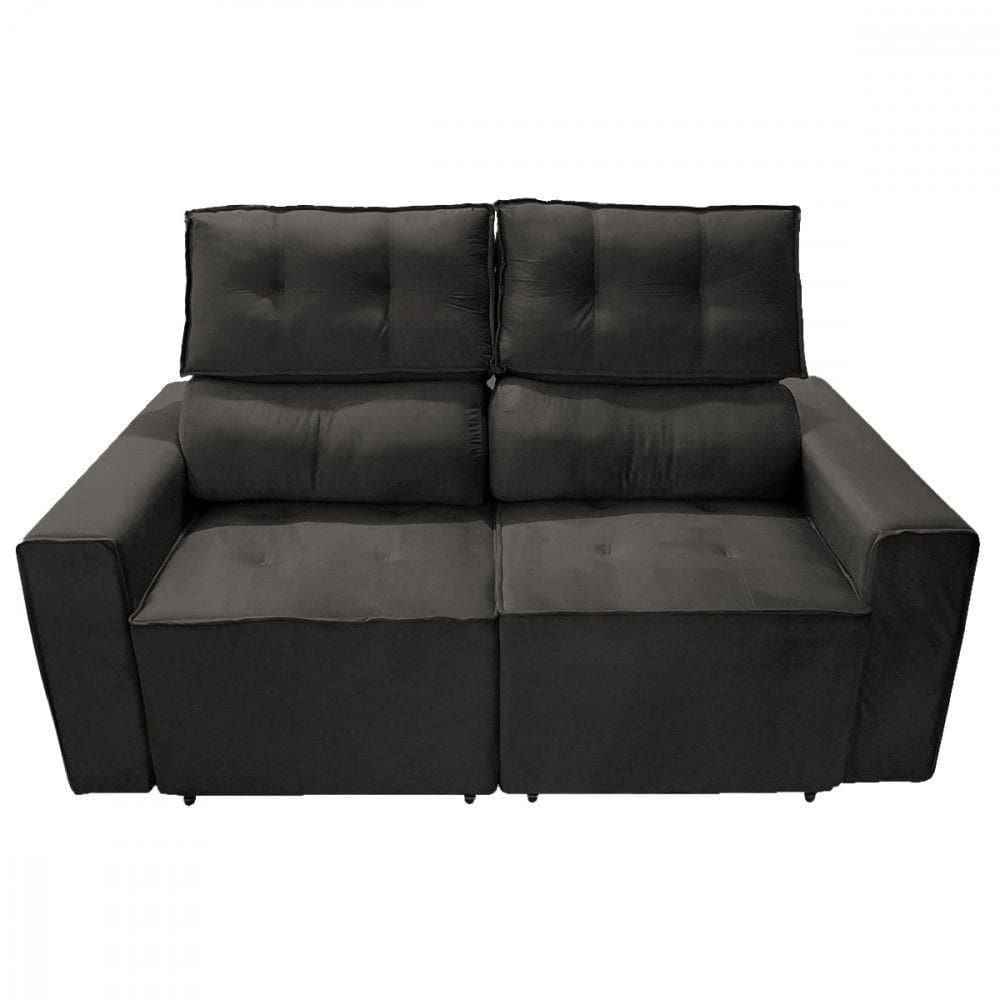 Sofá Para Sala Reclinavel Estofado Price 180cm Veludo Marrom