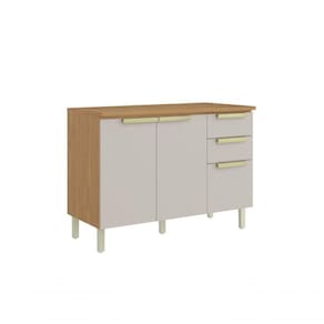 Balcão Com Tampo 3 Portas 2 Gavetas 120cm Mdf New Porto - Itatiaia Freijó-off White