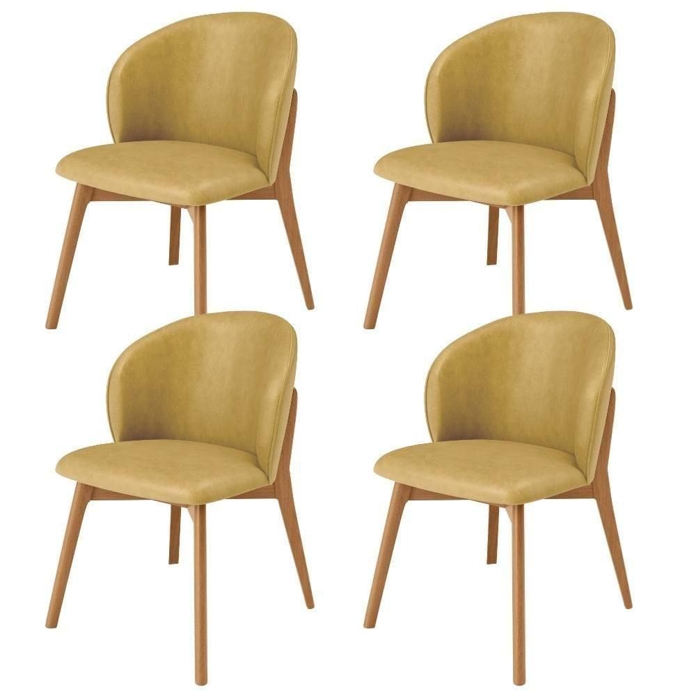 Kit 04 Cadeiras De Jantar E Estar Living Estofada Mia L02 Couríssimo Fendi - Lyam Decor