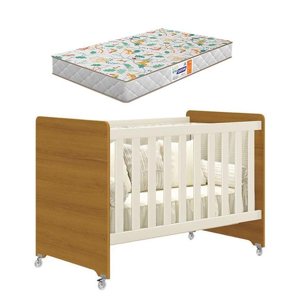 Berço Americano Evolution 4 Em 1 Areia Acetinado Savana Com Colchão Gazin- Reller