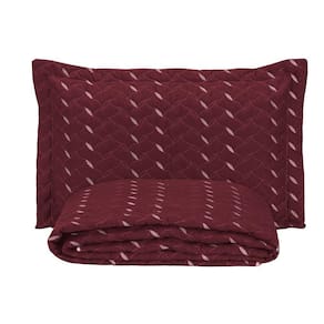Cobre Leito Solteiro Heitor Bordado Hipercal 400 Fios 2 Peças - Vermelho Marsala