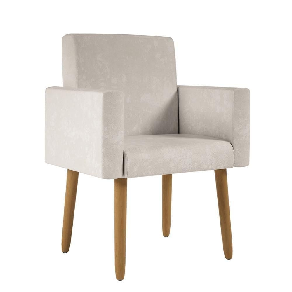 Poltrona Decorativa Pé Palito Sala Quarto Jl Decor Bege