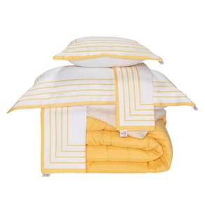 Kit Edredom King Coberdrom Soft Hipercal/sherpa 5 Peças - Amarelo