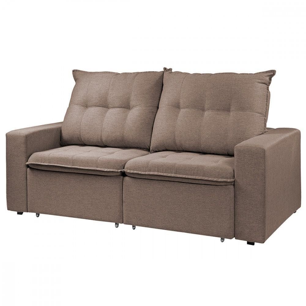 Sofá Para Sala Reclinavel Estofado Berlim 200cm Veludo Casto Castor
