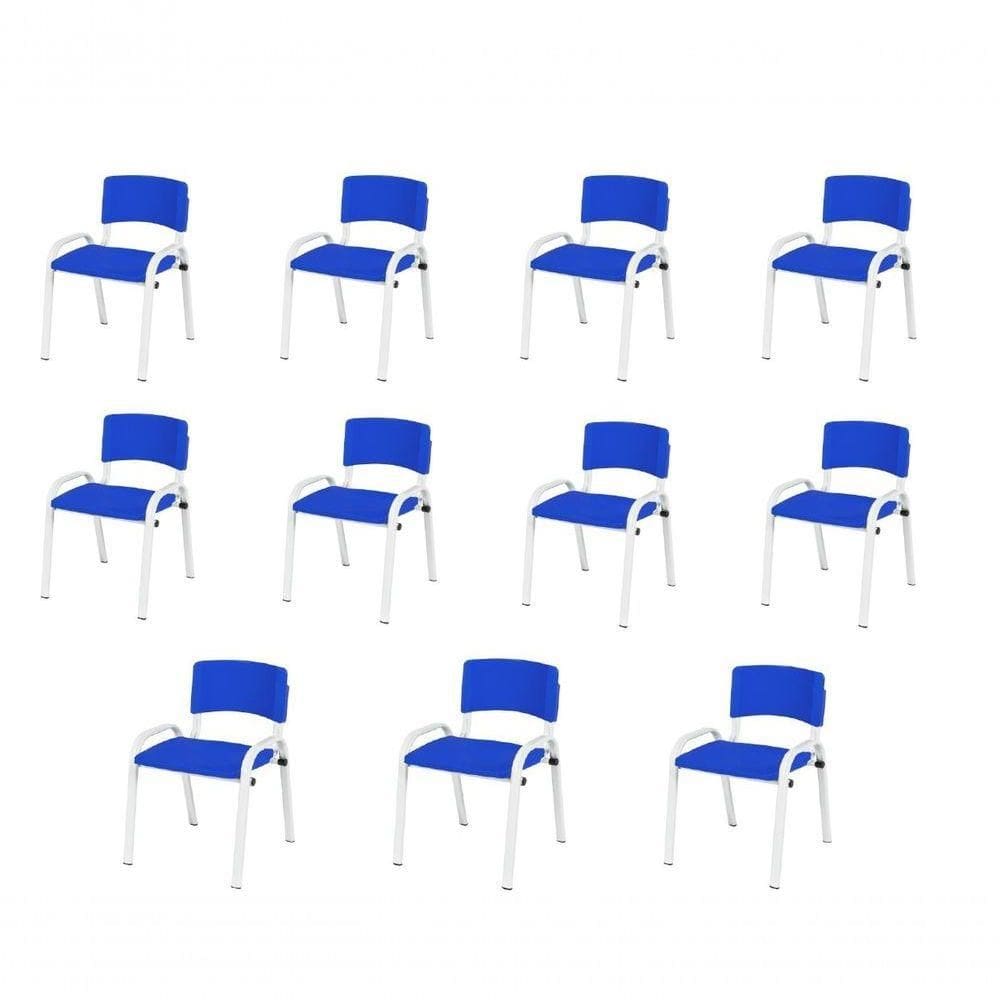 Kit 11 Cadeiras Infantil Iso Base Branco Azul