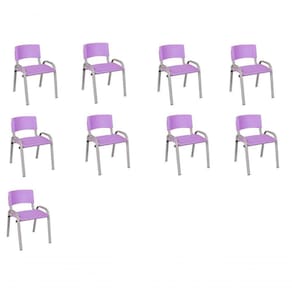 Kit 9 Cadeiras Infantil Iso, , Base Cinza- Lilas