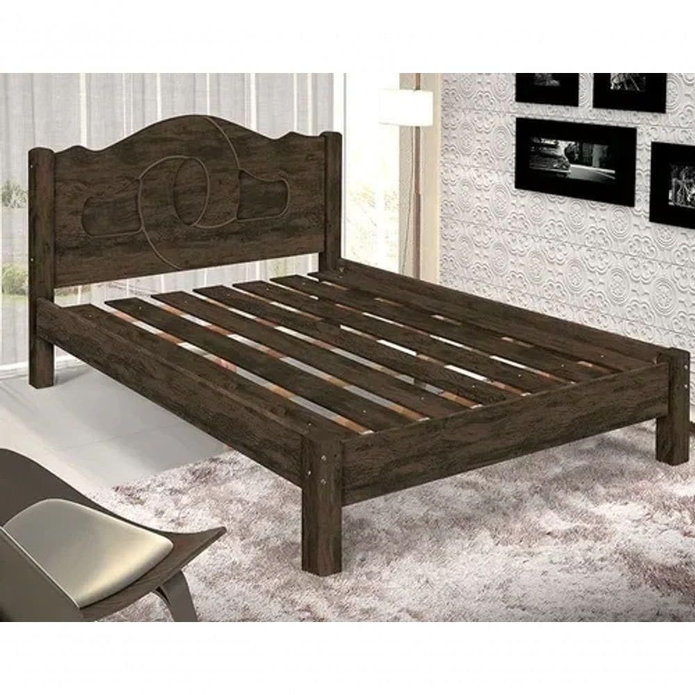 Cama Casal Siena 100% Mdf Com Sarrafo Em Madeira Carmolar Nogal