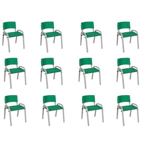 Kit 12 Cadeiras Infantil Iso, , Base Cinza Verde Escuro