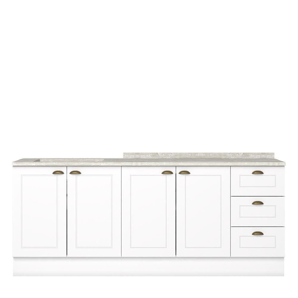 Cozinha Modulada Americana 2 Peças Balcões 120cm E 80cm Branco/calcare Com Tampos Mdp - Móveis Henn Branco/calcare