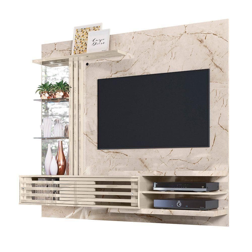 Painel Bancada Suspensa Para 60 Polegadas Frizz Supreme - 7 Decor Calacata E Off White