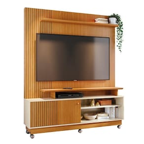 Combo Home Com Rodinhas + Painel Para 60 Polegadas Ares - 7 Decor Cinamomo E Off White