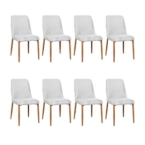 Kit 8 Cadeiras De Jantar Montana Estrutura Aço Carbono Laminado Natural Com Estofado Linho Cru