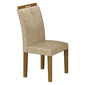 Cadeira Para Mesa De Jantar Stela Mdf Freijó Linho Palha - Leifer Móveis
