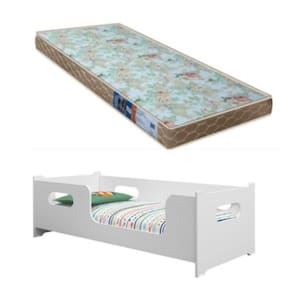 Cama Solteiro Montessoriana 100% Mdf + Colchão Solteiro 188x88 Toraflex - Branca