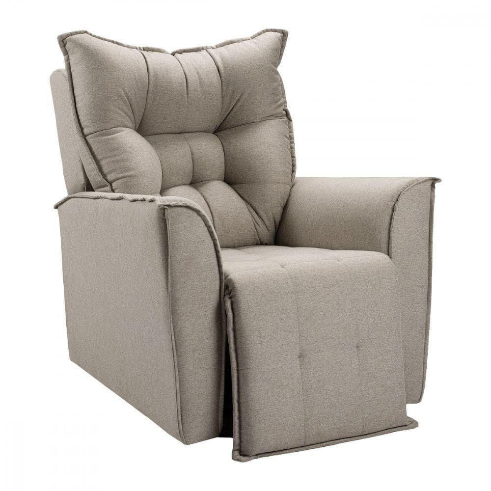 Poltrona Reclinavel Do Papai Para Sala King Tecido Linho Carvalho