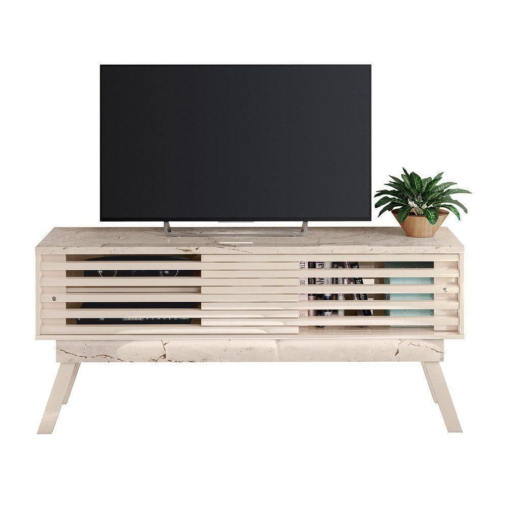 Aparador Bancada Para Sala Frizz - 7 Decor Calacata E Off White