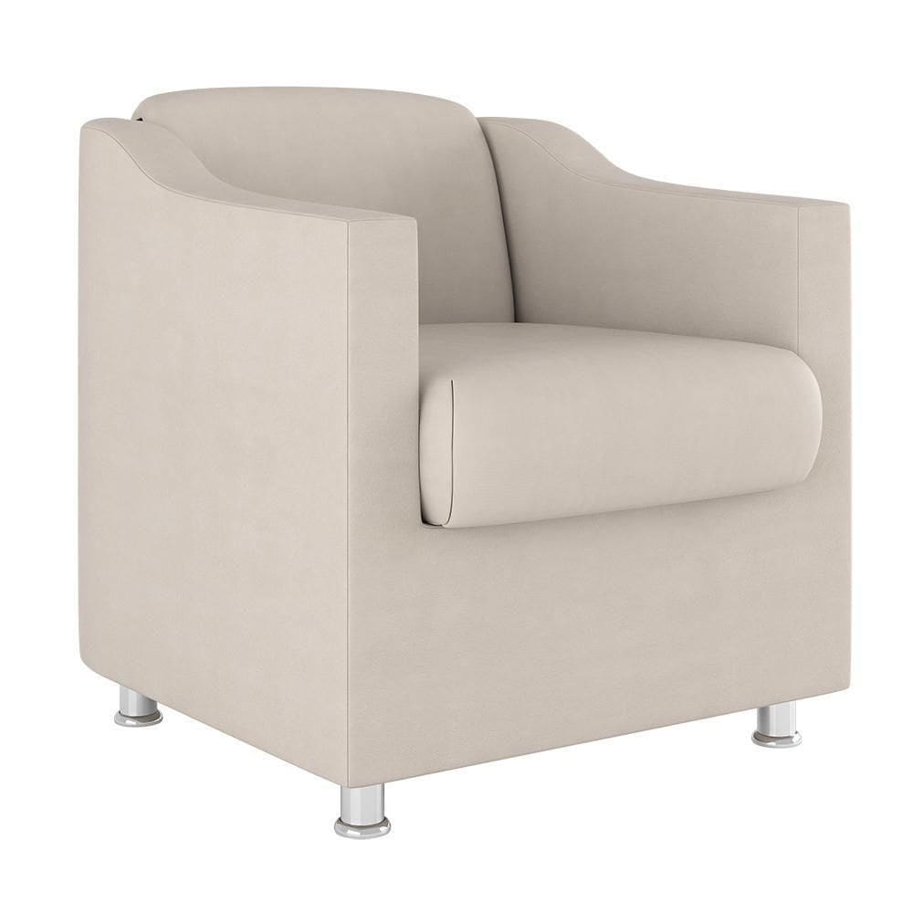 Poltrona Decorativa Com Base Reforçada Sala Quarto Jl Decor Bege