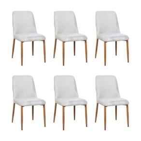 Kit 6 Cadeiras De Jantar Montana Estrutura Aço Carbono Laminado Natural Com Estofado Linho Cru