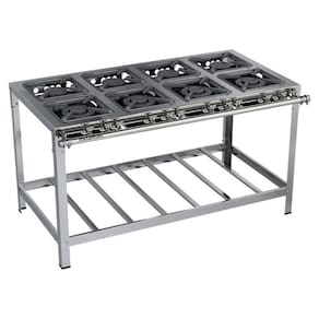 Fogão Industrial Stori Premium 8 Bocas 30x30 M16 Aço Inox 430 Metalmaq Fogão Baixa Pressão