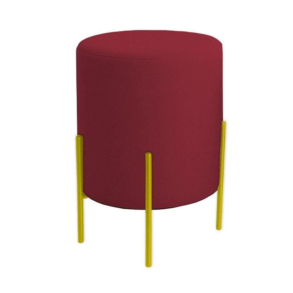 Puff Orgânico Boucle Thor Com Pés De Ferro Dourado Bordo