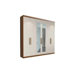 Guarda Roupa 6 Portas (2 c/ Espelho) e 2 Gavetas PH1707 Cedro/Off White - Herval