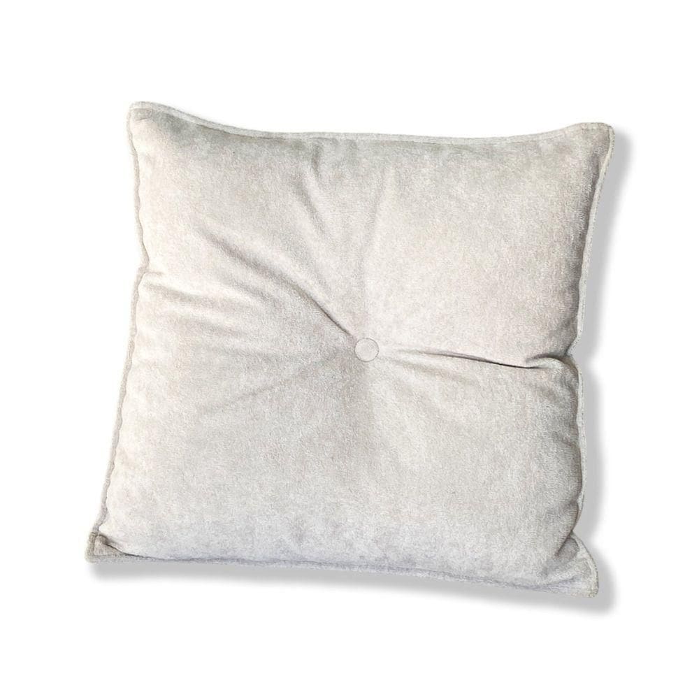 Almofada Quadrada Tina Com Botão Central 50x50 Cm Veludo 7 Decor Bege